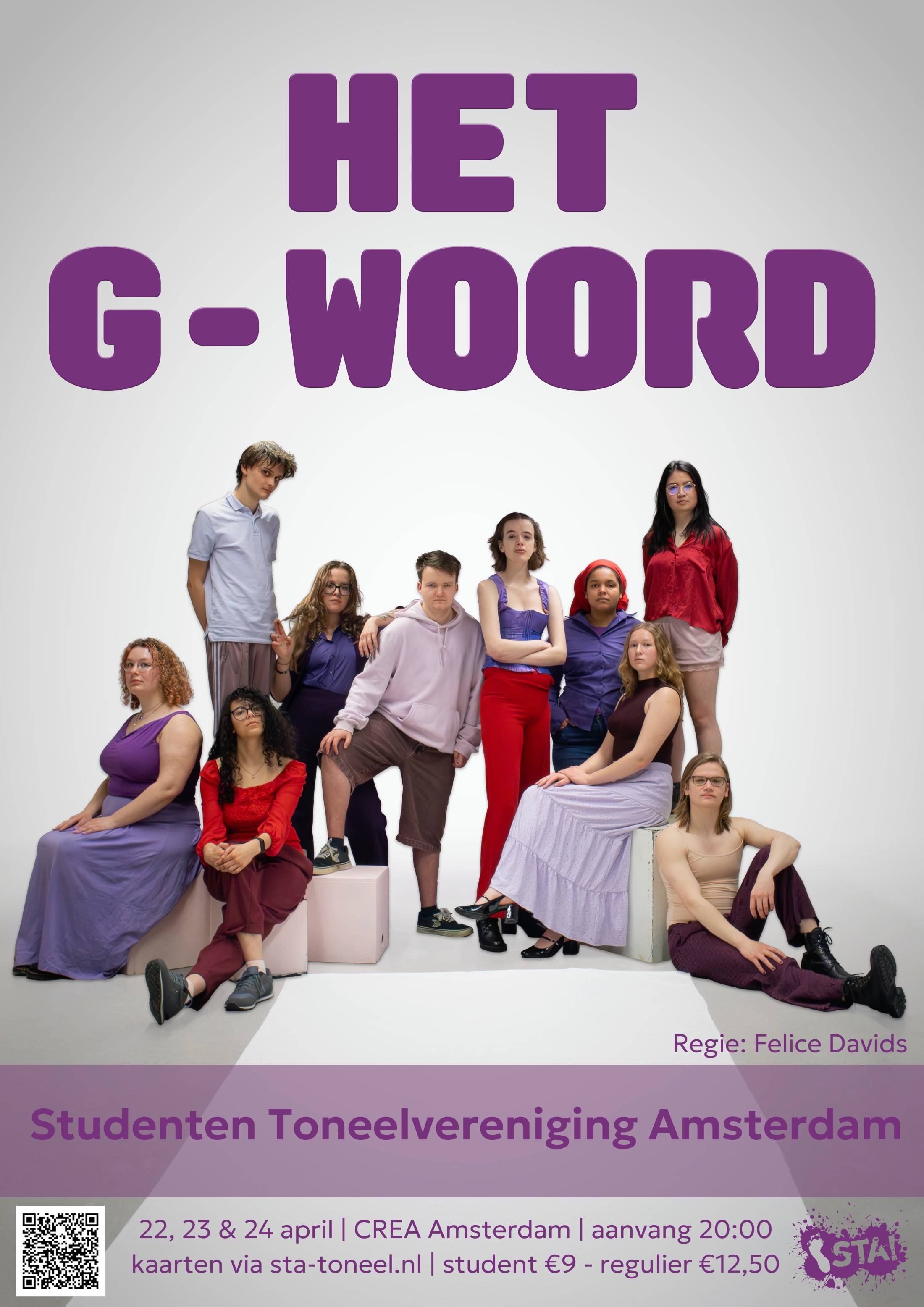 Het G-Woord, Felice Davids, 2025-2026 - Montagetheater - Muziektheater - Crea Theater poster Het G-Woord